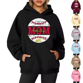 Женская толстовка с круглым вырезом и длинным рукавом с бейсбольным принтом XL