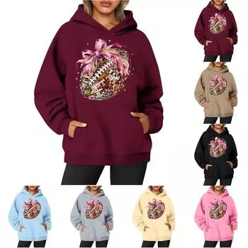 Женская толстовка с круглым вырезом и длинным рукавом с принтом регби L чёрный