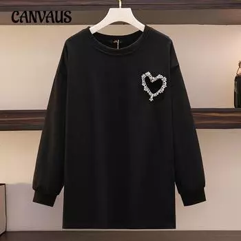 Женская толстовка с круглым вырезом и длинным рукавом большого размера, новая осенняя толстовка с капюшоном 2XL чёрный