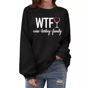 Женская толстовка с круглым вырезом и длинными рукавами, с принтом ко Дню благодарения L чёрный