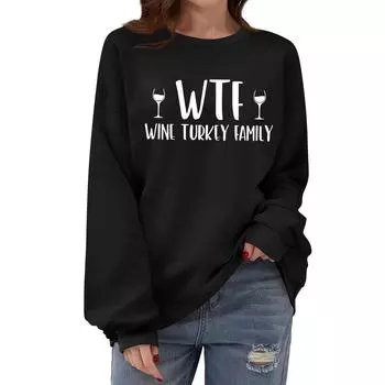 Женская толстовка с круглым вырезом и длинными рукавами, с принтом ко Дню благодарения L чёрный