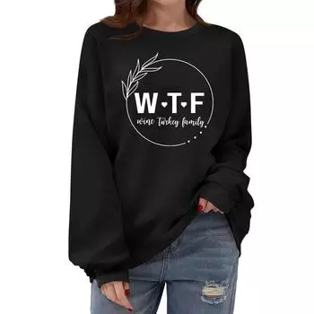 Женская толстовка с круглым вырезом и длинными рукавами, с принтом ко Дню благодарения L чёрный