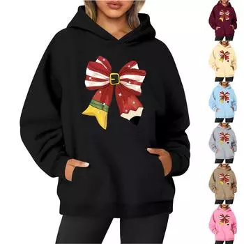 Женская толстовка с круглым вырезом и длинными рукавами с рождественским принтом M чёрный