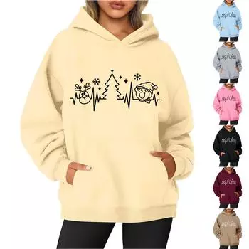 Женская толстовка с круглым вырезом и длинными рукавами с рождественским принтом L чёрный