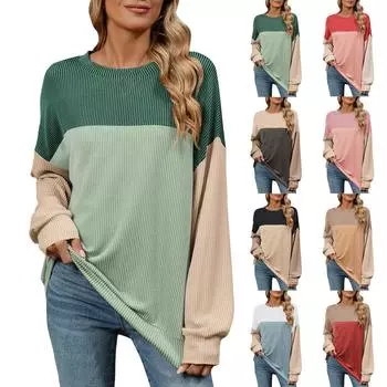 Женская толстовка с круглым вырезом и длинными рукавами в повседневном стиле, свободная толстовка с плотным покрытием, топ с длинными рукавами соответствующего цвета L бежевый