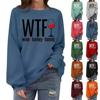 Женская толстовка с круглым вырезом и длинными рукавами, с принтом ко Дню благодарения M