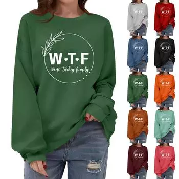 Женская толстовка с круглым вырезом и длинными рукавами, с принтом ко Дню благодарения XXL