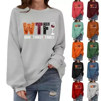 Женская толстовка с круглым вырезом и длинными рукавами, с принтом ко Дню благодарения S