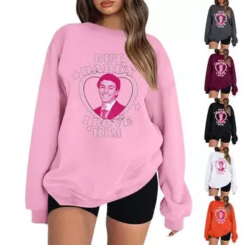 Женская толстовка с круглым вырезом и длинными рукавами с принтом, повседневные базовые топы больших размеров, спортивный пуловер M белый