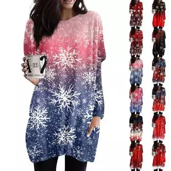 Женская толстовка с круглым вырезом и принтом, платье-рубашка с длинными рукавами и принтом, пуловер свободного покроя, свободный крой, топы с карманами L чёрный