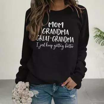 Женская толстовка с принтом букв, круглым вырезом, длинными рукавами, свободным пуловером, эластичными манжетами, повседневная одежда L синий