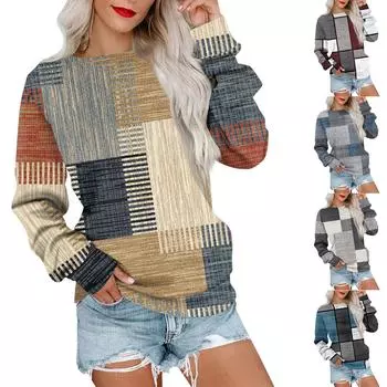 Женская толстовка с принтом, повседневная удобная свободная легкая женская толстовка с длинным рукавом и круглым вырезом S хаки