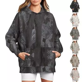 Женская толстовка с принтом, повседневная удобная свободная легкая женская толстовка с длинным рукавом и круглым вырезом L