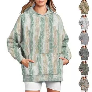 Женская толстовка с принтом, повседневная удобная свободная легкая женская толстовка с длинным рукавом и круглым вырезом S