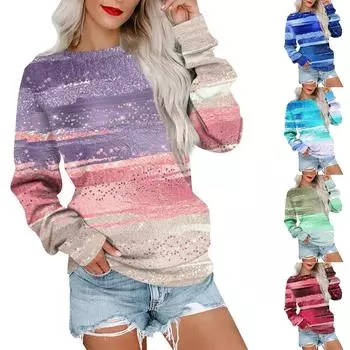 Женская толстовка с принтом, повседневная удобная свободная легкая женская толстовка с длинным рукавом и круглым вырезом XXL