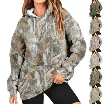 Женская толстовка с принтом, повседневная удобная свободная легкая женская толстовка с длинным рукавом и круглым вырезом L верблюд