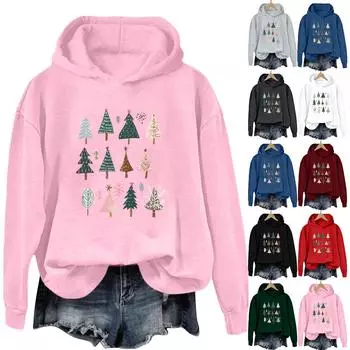 Женская толстовка с принтом «Спорт» с рождественским принтом, толстовка с капюшоном, топ с длинным рукавом, повседневная толстовка S розовый