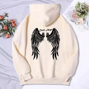 Женская толстовка с принтом «Темный ангел» и гигантскими крыльями, модная повседневная толстовка, свободная флисовая мягкая толстовка, дышащая мягкая спортивная одежда для женщин M