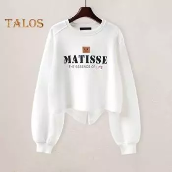 Женская толстовка с разрезом подолу и круглым вырезом, свободная одежда с буквенным принтом и длинными рукавами, эластичные манжеты, мягкая уличная одежда в стиле хип-хоп, женская M чёрный