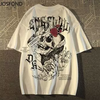 Женская толстовка Y2K Gothic Skull Rose Letter Graphic Print Pullover Retro American Street Easy Fit Fashion Sweatshirt Unisex Top S белый