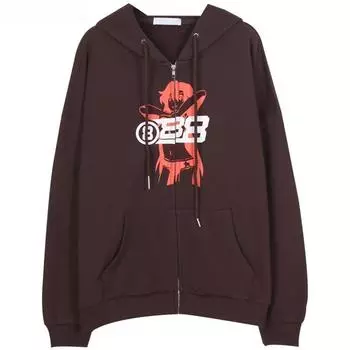 Женская толстовка Y2K в стиле ретро с длинными рукавами и капюшоном коричневого цвета M коричневый