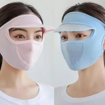 Женская тонкая дышащая ледяная шелковая солнцезащитная маска с длинным воротом для всего лица, лето as the picture