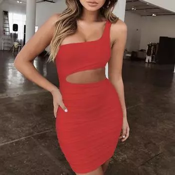 Женская тонкая дышащая юбка на бедрах, однотонное плиссированное платье с плечами для ночного клуба XS оранжевый