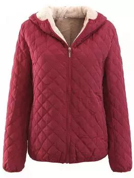 Женская тонкая куртка, теплая флисовая парка из овечьей шерсти, зимние куртки, новинка, зимняя куртка средней длины, корейский выпуск, с капюшоном, флисовое хлопковое пальто S чёрный