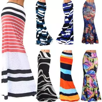 Женская тонкая полуюбка средней длины с высокой талией и эластичным запахом на бедрах и принтом XXXL синий