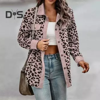 Женская тонкая рубашка на весну и осень, пальто с лацканами и длинными рукавами, однобортный леопардовый лоскутный цвет, свободная куртка, верхняя одежда XL армия зеленый