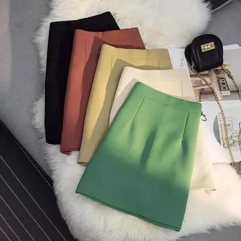 Женская тонкая универсальная летняя мини-юбка трапециевидной формы, простая однотонная, мягкая, милых ярких цветов, модная ретро-модная женская юбка с высокой талией S чёрный