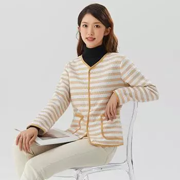 Женская трикотажная цветная хлопковая домашняя одежда для отдыха, модная, теплая и комфортная, дышащая, с кондиционером, с длинными рукавами 76105 M