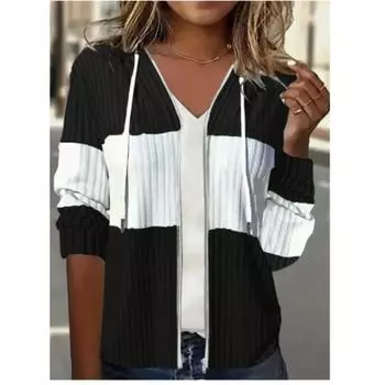 Женская трикотажная толстовка с капюшоном на молнии с длинным рукавом, удобная повседневная толстовка на весну и осень 2XL чёрный