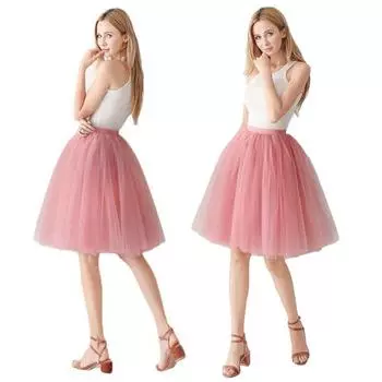 Женская тюлевая юбка с высокой талией, однотонная юбка, легкая яркая стильная юбка-пачка на лето