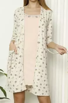 Женская туника, ночная рубашка, халат с веревочным ремнем, двойной комплект