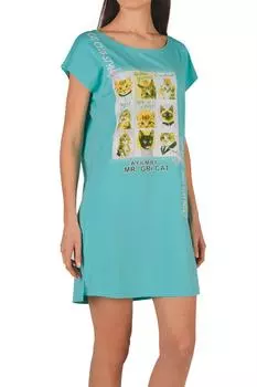 Женская туника, ночная рубашка с воротником и коротким рукавом, вискоза