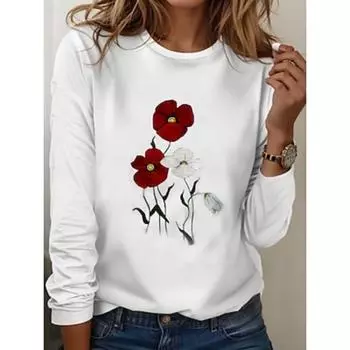 Женская туника повседневная мода повседневная с длинным рукавом белая весна осень S