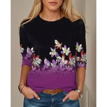 Женская туника повседневная мода повседневная с длинным рукавом черная весна осень S