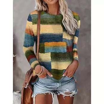 Женская туника повседневная повседневная с длинным рукавом зеленая осень-зима S