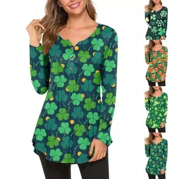 Женская туника с длинным рукавом, свободные топы, повседневные топы больших размеров, плиссированная туника на пуговицах, повседневные летние весенние футболки, топы для женщин L