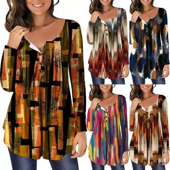 Женская туника с длинным рукавом, свободные топы, повседневные топы больших размеров, плиссированная туника на пуговицах, повседневные летние весенние футболки, топы для женщин S жёлтый