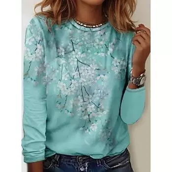 Женская туника с принтом, повседневная, модная, повседневная, с длинным рукавом, с круглым вырезом, розовая, весна-осень S