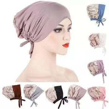 Женская тюрбанная шапка с завязкой на шнурке, платок для сна, повязка на голову, шапочка для химиотерапии, рак, головной убор розовый