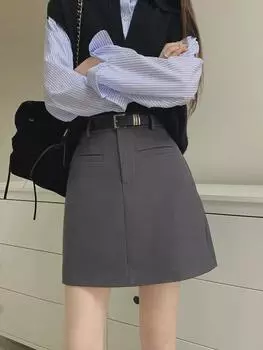 Женская юбка А-силуэта с высокой талией весна-лето 2024 года — стиль American College XS