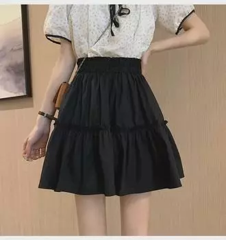 Женская юбка А-силуэта с завышенной талией и складками — летний тренд, доступна в больших и маленьких размерах XL with lining белый