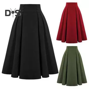 Женская юбка, эластичная, с высокой талией, юбка-миди А-силуэта, контрастный клетчатый принт, большой подол, юбка длиной до середины икры, повседневная одежда XL чёрный