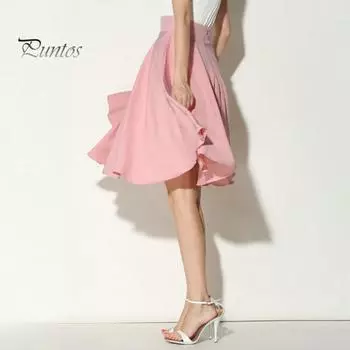 Женская юбка, эластичная юбка А-силуэта с высокой талией, однотонная юбка-солнце с широким подолом, юбка в стиле бохо M светло-зеленый