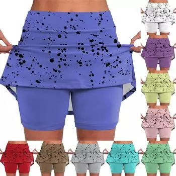 Женская юбка, эластичные брюки-кюлоты для йоги для женщин, спортивные шорты с принтом, легкие узкие однотонные бегуны с высокой талией L синий