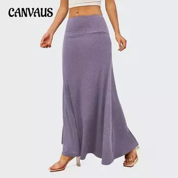 Женская юбка больших размеров Temperament Commuter, однотонная, полуоблегающая, трикотажная длинная юбка на весну и осень S розы красного