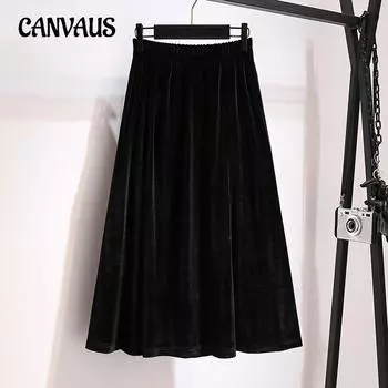 Женская юбка больших размеров, юбка трапециевидной формы, юбка до середины тела, модная весенне-осенняя юбка 2XL чёрный